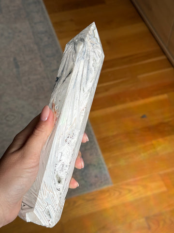 Mexican White Lace Agate Tower – Calming & Grounding Crystal Point