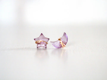 Moonbeam + Stardust Studs - Amethyst