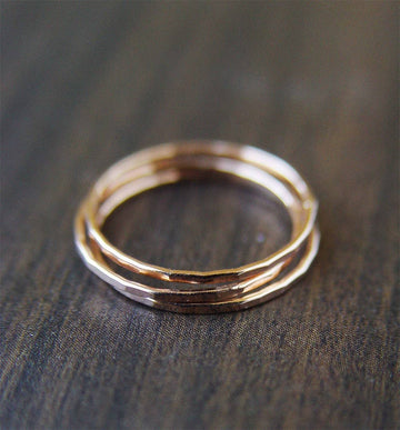 Rose Gold Hammered Rings, Rose Gold Wedding Bands