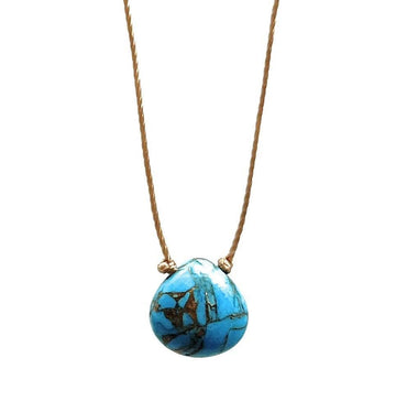 Copper Turquoise Teardrop Cord Necklace