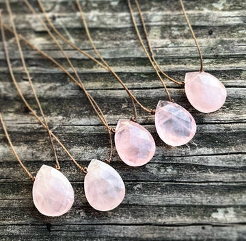 Rose Quartz Faceted Teardrop Necklace