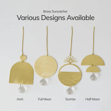 Brass Half Moon and Crystal Suncatcher