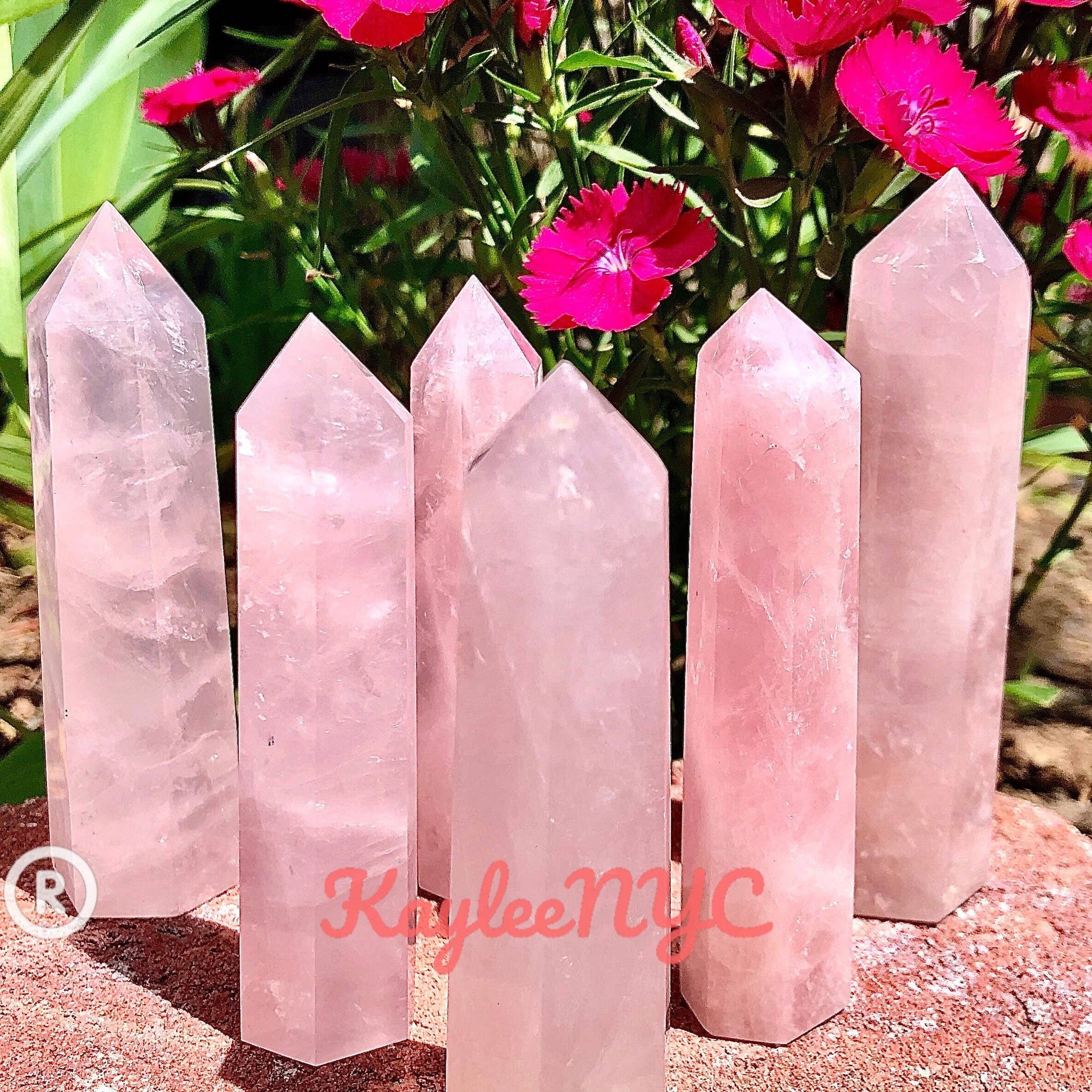 Natural Rose Quartz Tower Obelisk Point