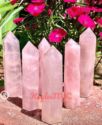 Natural Rose Quartz Tower Obelisk Point