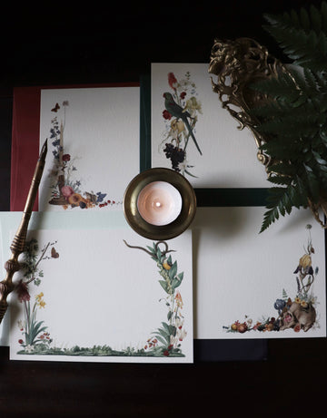 Landscape Notecard Set – 6 Botanical Flat Cards with Green Envelopes