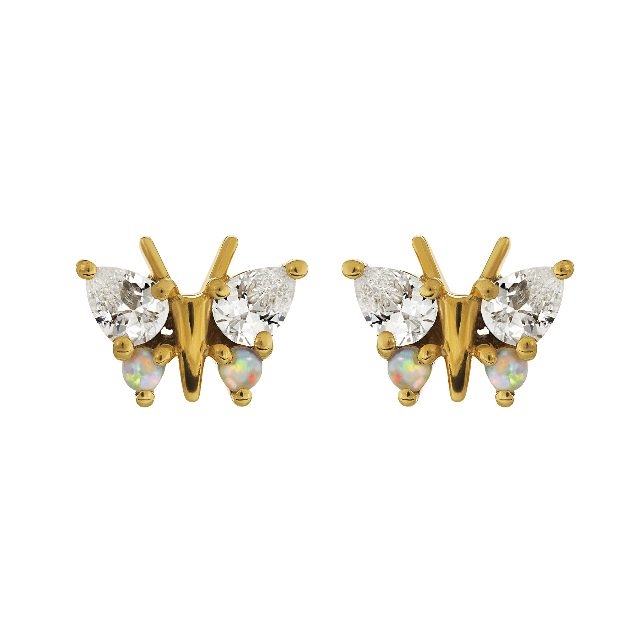 Opal and Diamond Butterfly Belle Studs