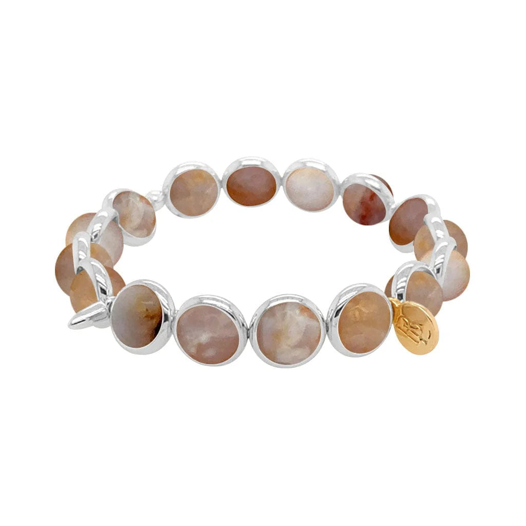 Australian Agate Gemstone Bead Bracelet with Silver