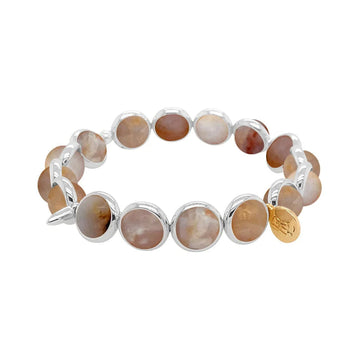 Australian Agate Gemstone Bead Bracelet with Silver