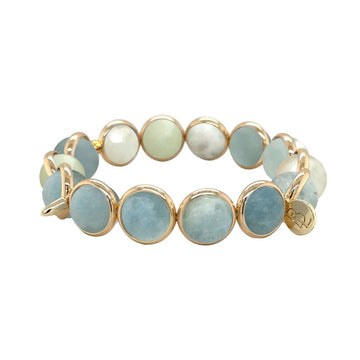 Faceted Aquamarine Gemstone Bead Bracelet