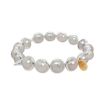 Mystic White Lace Agate Gemstone Bead Bracelet