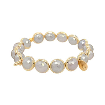 Mystic White Lace Agate Gemstone Bead Bracelet