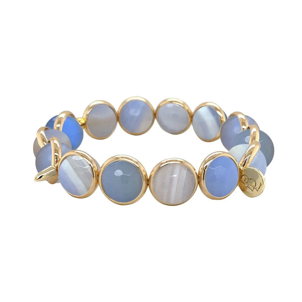 Peri-blue Agate Gemstone Bead Bracelet