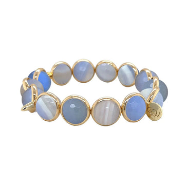 Peri-blue Agate Gemstone Bead Bracelet