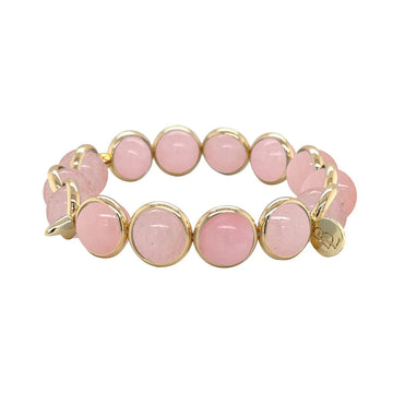 Rose Quartz Gemstone Bead Bracelet with Gold