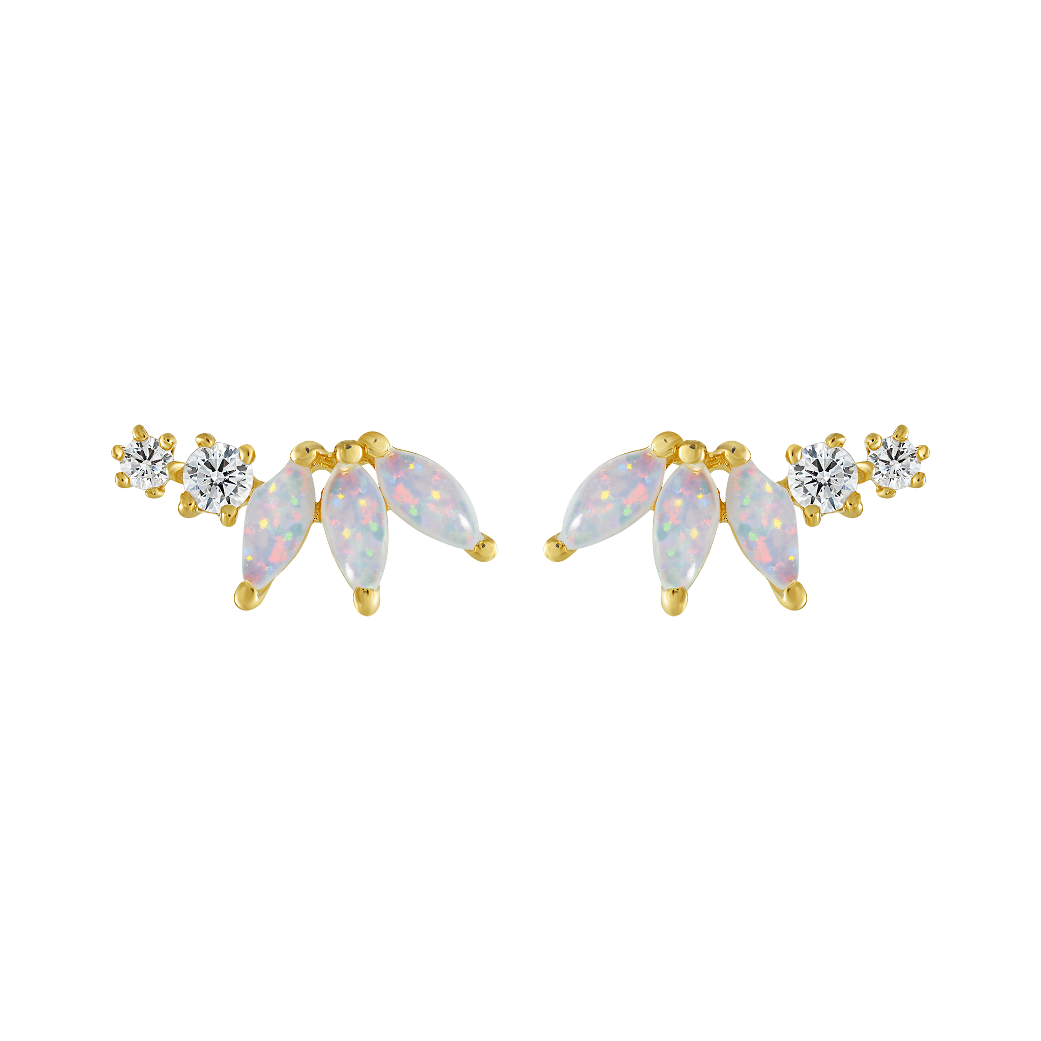 Opal & Diamond Twinkling Lotus Studs