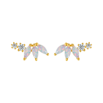 Opal & Diamond Twinkling Lotus Studs