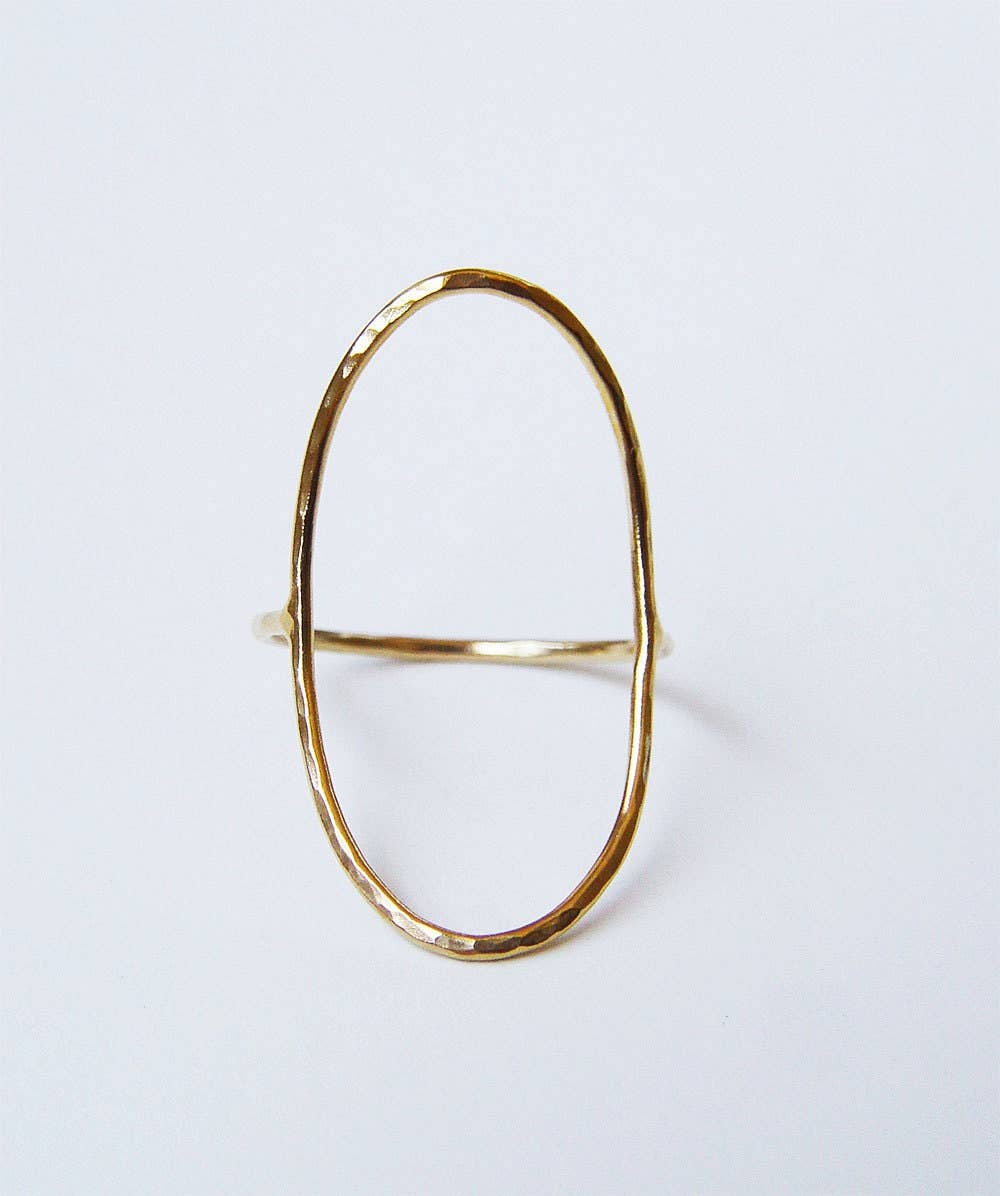Open Oval Gold Ring. Gold Saturn Ring