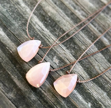 Peach Moonstone Faceted Trillion Cord Necklace