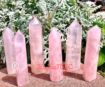 Natural Rose Quartz Tower Obelisk Point