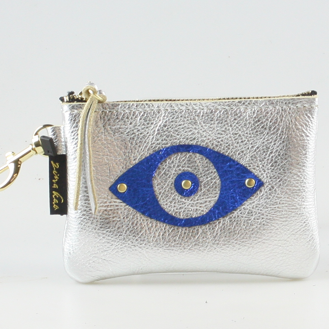 Evil Eye Vegan Leather Mini Clutch with Appliqué – 5” x 3.5”