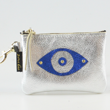 Evil Eye Vegan Leather Mini Clutch with Appliqué – 5” x 3.5”