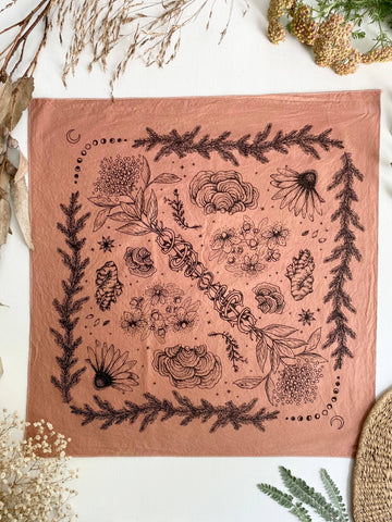 Bandana | Herbs of Protection | Plant Dyed | Rose