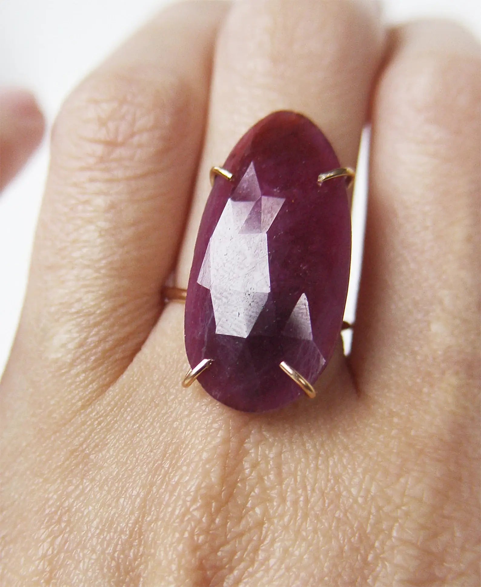 Ruby Silk Sapphire Rose Cut 14k Gold Filled Ring