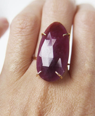 Ruby Silk Sapphire Rose Cut 14k Gold Filled Ring