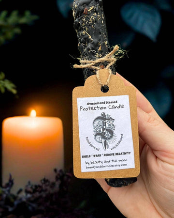 Protection Ritual Candle – Black Anointed Dressed Spell Candle for Cleansing & Energy Protection