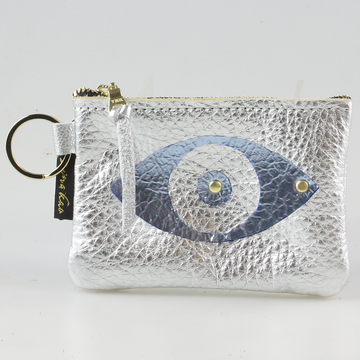 Evil Eye Vegan Leather Mini Clutch with Appliqué – 5” x 3.5”
