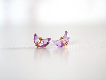 Moonbeam + Stardust Amethyst Moon & Star Stud Earrings