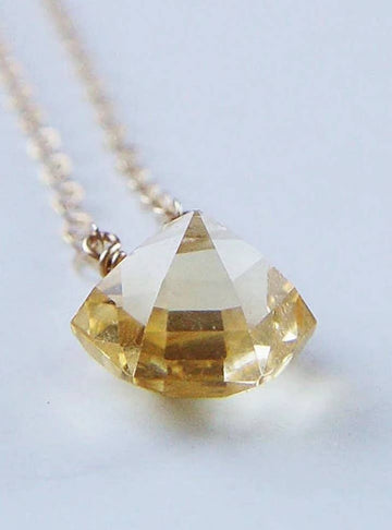 Citrine Pyramid 14k Gold Filled Necklace - Geometric Citrine
