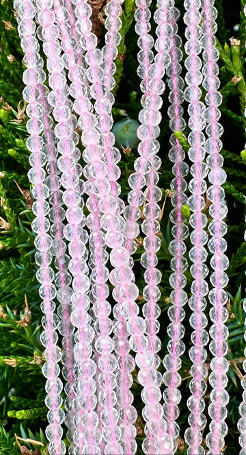 Faceted Rose Quartz Necklace (2mm).