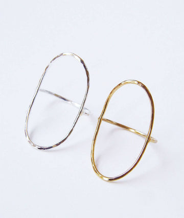 Open Oval Gold Ring. Gold Saturn Ring