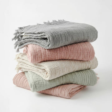 4-Layer Organic Cotton Muslin Throw Blanket
