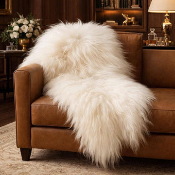 White Icelandic Sheepskin Rug | Genuine Long-Wool Sheepskin Throw