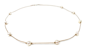 White Freshwater Pearl Cord Necklace – 16” with Sterling Silver Clasp