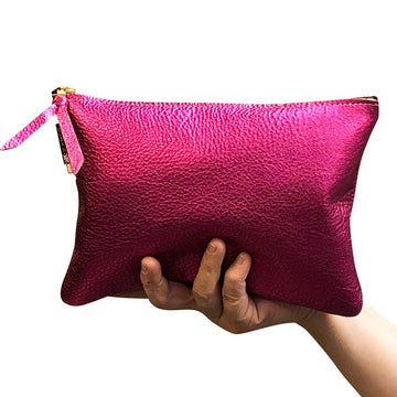 Metallic Leather Everyday Pouch – 9” x 6.5”