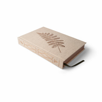 Linen Sketchbook Journal with Gold Foil Fern – Hardcover Blank Page Art Journal (6” x 9”)