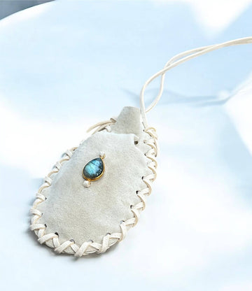 Thora Amulet Bag, Crystal Necklace Bag, Labradorite Bag