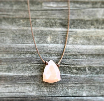 Peach Moonstone Faceted Trillion Cord Necklace